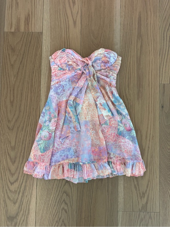 For Love And Lemons Dresses & Skirts - For Love & Lemons Pastel Floral Tie-Front Mini Dress in Pink and Lavender